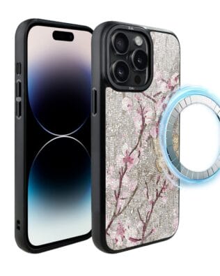 Etui do iPhone 14 Pro IBIZU DropGuard Matt z MagSafe, Modern Classics, Mozaika kwitnącej wiśni