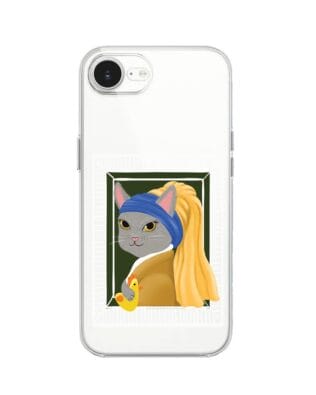 Etui do iPhone 17e przeźroczyste, silikonowe Flexi, kotek z kurczakiem