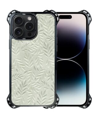 Etui do iPhone 14 Pro Max IBIZU DropGuard Ultra z MagSafe, Relief Garden, Ślad oliwki