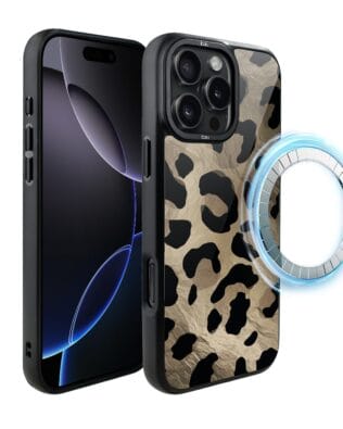 Etui do iPhone 16 Pro IBIZU DropGuard Matt z MagSafe, Zew natury, Dziki Leopard