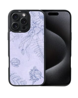 Etui do iPhone 15 Pro IBIZU DropGuard Matt z MagSafe, Relief Garden, Kwiatowa płaskorzeźba