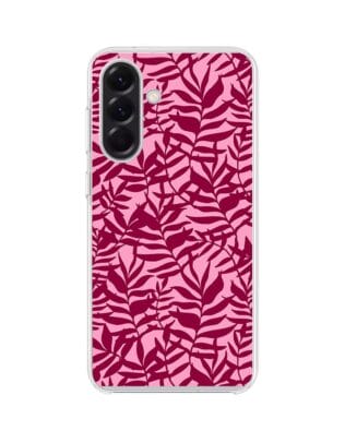 Etui do Samsung Galaxy A57 z MagSafe przeźroczyste, silikonowe Flexi, bordowe liście