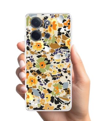 Etui do Xiaomi POCO C85 przeźroczyste, silikonowe Flexi, Summer Patterns, malowane kwiatki