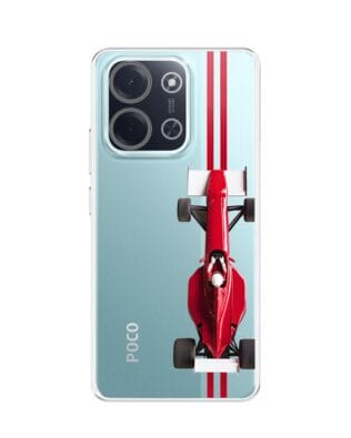 Etui do Xiaomi POCO C85 przeźroczyste, silikonowe Flexi, Szybkie Auta, czerwone F1