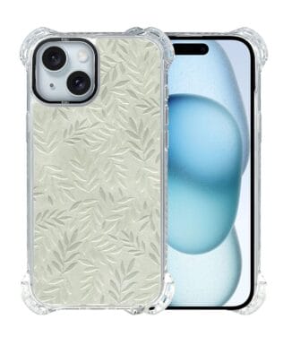 Etui do iPhone 15 IBIZU DropGuard Ultra z MagSafe, Relief Garden, Ślad oliwki