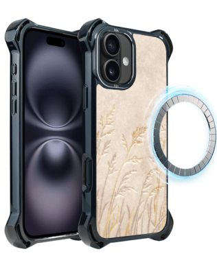 Etui do iPhone 16 IBIZU DropGuard Ultra z MagSafe, Relief Garden, Kłosy z piaskowca