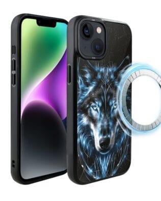 Etui do iPhone 14 IBIZU DropGuard Matt z MagSafe, Wilki, Lodowy Wilk
