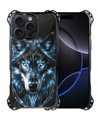 Etui do iPhone 16 Pro Max IBIZU DropGuard Ultra z MagSafe, Wilki, Lodowy Wilk