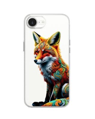 Etui do iPhone 17e przeźroczyste, silikonowe Flexi, Dzika Mandala, Lis