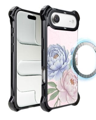 Etui do iPhone Air IBIZU DropGuard Ultra z MagSafe, Relief Garden, Piwoniowy róż