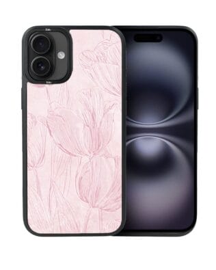 Etui do iPhone 16 IBIZU DropGuard Matt z MagSafe, Relief Garden, Tulipanowy fresk