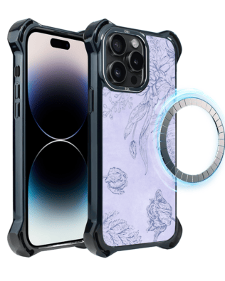 Etui do iPhone 14 Pro Max IBIZU DropGuard Ultra z MagSafe, Relief Garden, Kwiatowa płaskorzeźba