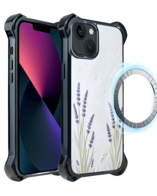 Etui do iPhone 13 IBIZU DropGuard Ultra z MagSafe, Relief Garden, Prowansalska lawenda