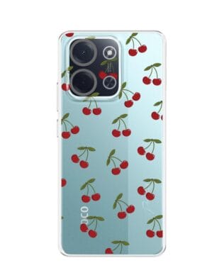 Etui do Xiaomi POCO C85 przeźroczyste, silikonowe Flexi, Mini Patterns, Wiśnie