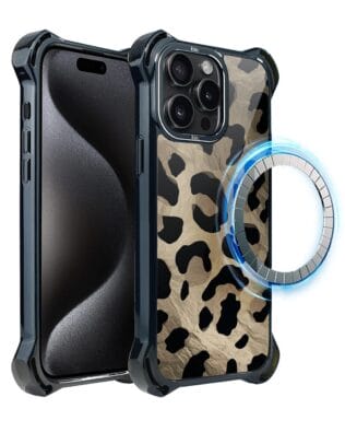 Etui do iPhone 15 Pro IBIZU DropGuard Ultra z MagSafe, Zew natury, Dziki Leopard