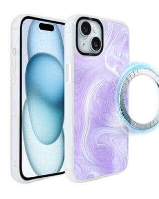 Etui do iPhone 15 IBIZU DropGuard Matt z MagSafe, Ethereal Essence, Lawendowy wir