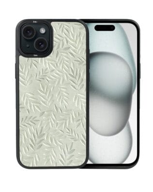 Etui do iPhone 15 Plus IBIZU DropGuard Matt z MagSafe, Relief Garden, Ślad oliwki