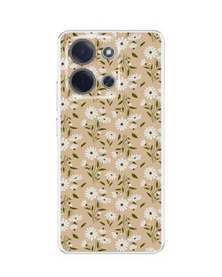 Etui do Xiaomi POCO C85 przeźroczyste, silikonowe Flexi, Summer Patterns, delikatne kwiatki na cielistym tle
