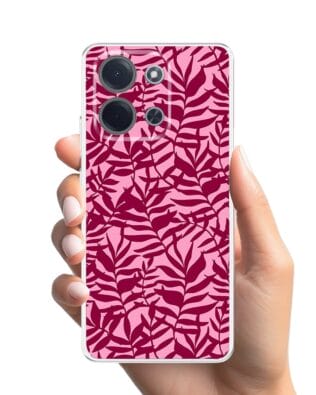 Etui do Xiaomi POCO C85 przeźroczyste, silikonowe Flexi, Summer Patterns, bordowe liście