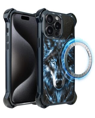 Etui do iPhone 15 Pro IBIZU DropGuard Ultra z MagSafe, Wilki, Lodowy Wilk