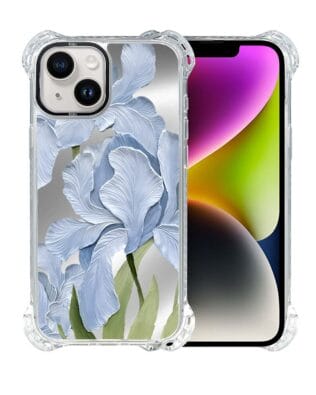 Etui do iPhone 14 IBIZU DropGuard Ultra z MagSafe, Relief Garden, Błękitny irys