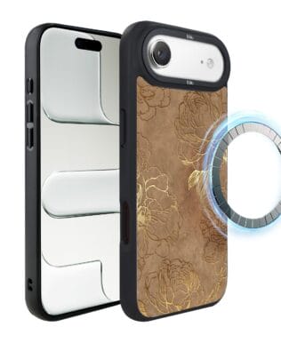 Etui do iPhone Air IBIZU DropGuard Matt z MagSafe, Relief Garden, Złote piwonie