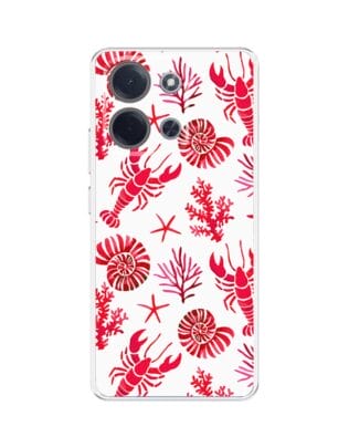 Etui do Xiaomi POCO C85 przeźroczyste, silikonowe Flexi, Summer Patterns, krab, muszle