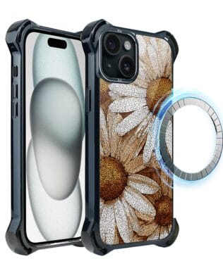 Etui do iPhone 15 Plus IBIZU DropGuard Ultra z MagSafe, Modern Classics, Mozaika rumianków