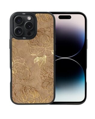 Etui do iPhone 14 Pro IBIZU DropGuard Matt z MagSafe, Relief Garden, Złote piwonie