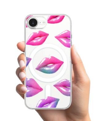 Etui do iPhone 17e z MagSafe przeźroczyste, silikonowe Flexi, hologramowe usta