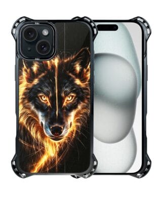 Etui do iPhone 15 Plus IBIZU DropGuard Ultra z MagSafe, Wilki, Ognisty Wilk