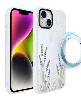 Etui do iPhone 14 Plus IBIZU DropGuard Matt z MagSafe, Relief Garden, Prowansalska lawenda