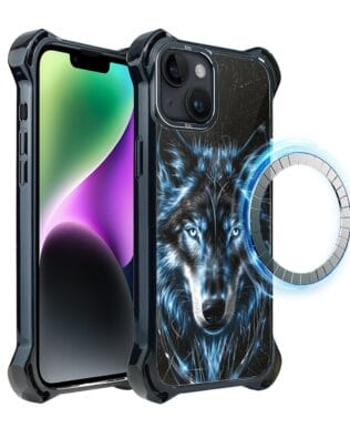 Etui do iPhone 14 Plus IBIZU DropGuard Ultra z MagSafe, Wilki, Lodowy Wilk