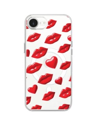Etui do iPhone 17e z MagSafe przeźroczyste, silikonowe Flexi, czerwone usta