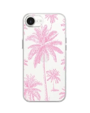 Etui do iPhone 17e przeźroczyste, silikonowe Flexi, Mystic, Różowe palmy