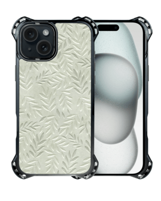 Etui do iPhone 15 Plus IBIZU DropGuard Ultra z MagSafe, Relief Garden, Ślad oliwki