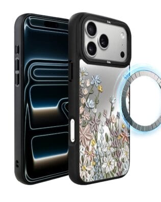 Etui do iPhone 17 Pro IBIZU DropGuard Matt z MagSafe, Relief Garden, Wiosenna łąka