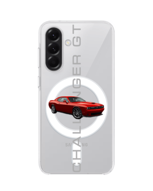 Etui do Samsung Galaxy A57 z MagSafe przeźroczyste, silikonowe Flexi, Szybkie Auta, czerwony Challenger GT