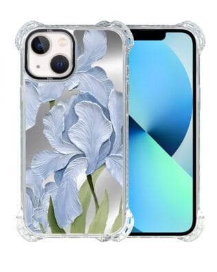 Etui do iPhone 13 IBIZU DropGuard Ultra z MagSafe, Relief Garden, Błękitny irys