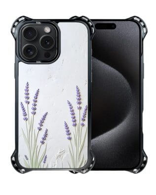 Etui do iPhone 15 Pro IBIZU DropGuard Ultra z MagSafe, Relief Garden, Prowansalska lawenda