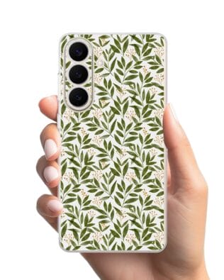 Etui do Samsung Galaxy S26 przeźroczyste, silikonowe Flexi, zielone gałązki