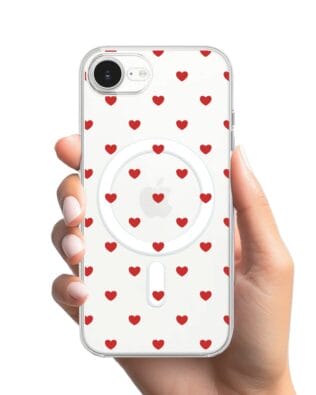Etui do iPhone 17e z MagSafe przeźroczyste, silikonowe Flexi, Mini Patterns, Serduszka