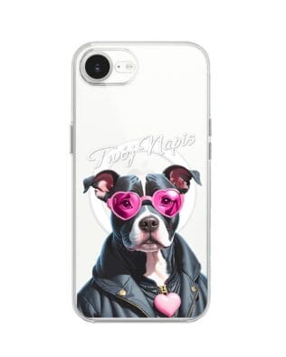 Etui do iPhone 17e z MagSafe przeźroczyste, silikonowe Flexi, Puppy Love, pies rasy Amstaff
