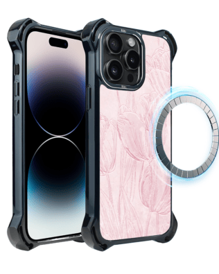 Etui do iPhone 14 Pro Max IBIZU DropGuard Ultra z MagSafe, Relief Garden, Tulipanowy fresk