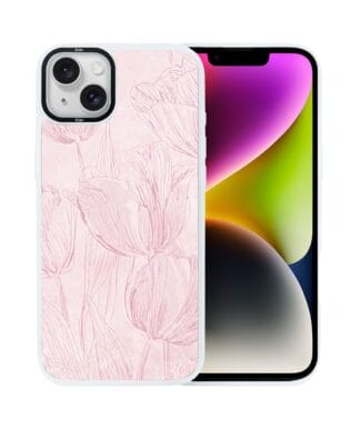 Etui do iPhone 14 Plus IBIZU DropGuard Matt z MagSafe, Relief Garden, Tulipanowy fresk, białe