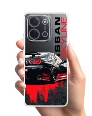 Etui do Xiaomi POCO C85 przeźroczyste, silikonowe Flexi, Szybkie Auta, czarny Skyline