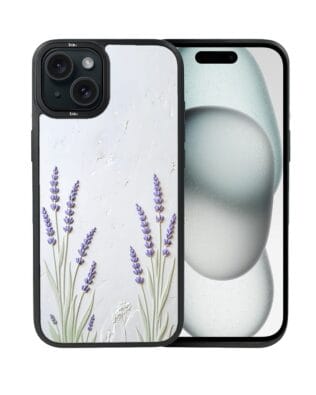 Etui do iPhone 15 Plus IBIZU DropGuard Matt z MagSafe, Relief Garden, Prowansalska lawenda