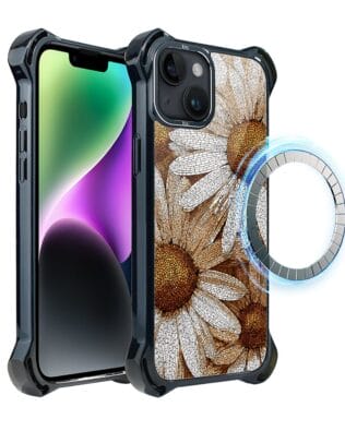 Etui do iPhone 14 IBIZU DropGuard Ultra z MagSafe, Modern Classics, Mozaika rumianków