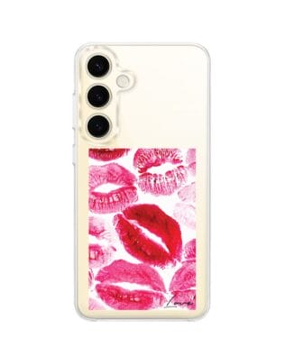 Etui do Samsung Galaxy S24 Plus z MagSafe przeźroczyste, silikonowe Flexi, pocałunki z napisem „love”