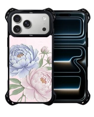 Etui do iPhone 17 Pro IBIZU DropGuard Ultra z MagSafe, Relief Garden, Piwoniowy róż